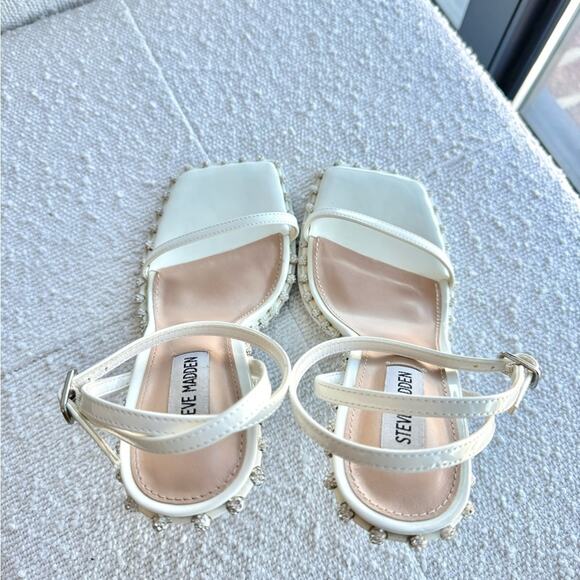 Steven Madden Zelle White Rhinestone Heels Size 8.5 - Picture 7 of 13